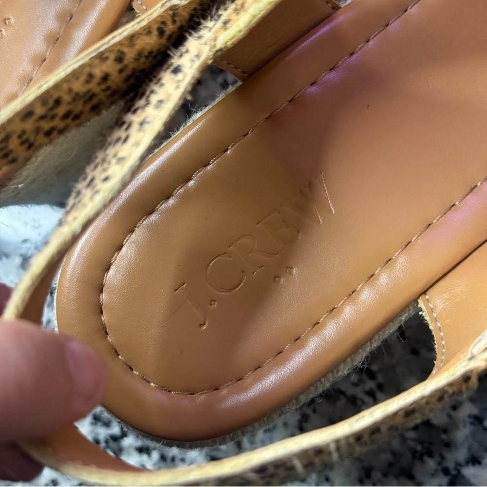 J.Crew | NWOB Platform Espadrille Sandals Leopard-print Calf Hair Size 9